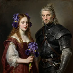 classical oil portrait painting iris von everec and olgierd von everec, the witcher, detailed