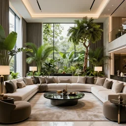 luxury living room full of plants and trees by kilian eng