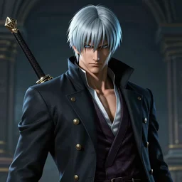 Dante from Devil May Cry by Tite Kubo,highly detailed, cinematic, dramatic, sublime