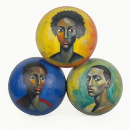 3 d balls painting by dan mcpharlin, aaron douglas, wassily kandinsky inspired by yukio - e, anni albers