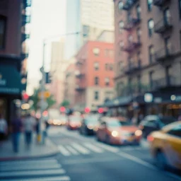 new york city colorful style, very faded photo, grainy, slightly blurry, expired film
