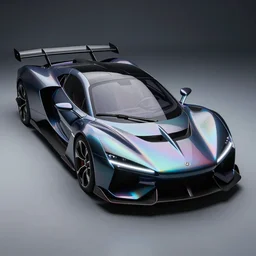 photo of a dark glass and plastic futuristic aerodynamic ( box - shaped ) car with sharp edges and aerodynamic fins and canards, iridescent octopus skin, venturi tunnels, neon lights, hybrid electric e - class car style, pininfarina, studio lighting, italian chic, hard surfaces