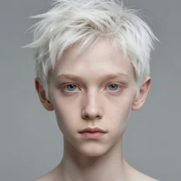 portrait of 1 5 - year - old boy, a tall, slender boy with a pale, pointed face, white - blond hair, cold grey eyes, a pale complexion with sharp and pointed features, hyper realistic face, beautiful eyes, fantasy art, in the style of greg rutkowski, intricate, hyper detailed, smooth