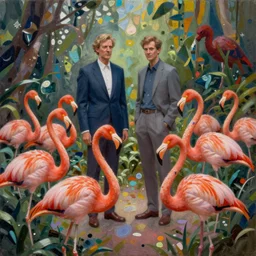 hyper detailed 3d render like a Oil painting - the secret garden with flamingos by Jacek Yerka, Mariusz Lewandowski, Houdini algorithmic generative render, Abstract brush strokes, Masterpiece, Edward Hopper and James Gilleard, Zdzislaw Beksinski, Mark Ryden, Wolfgang Lettl, hints of Yayoi Kasuma, octane render, 8k
