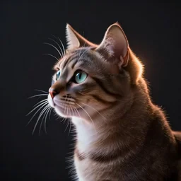a simple cat neon art profile portrait