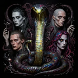 serpent haze ecstasy, intricate portrait artwork by josan gonzalez, h. r. giger, tom bagshaw, kilian eng, h. r. giger, zdizslaw beksinski, very coherent artwork, brutal, darkness, noir, gothic, vibrantly chromatic, octane render, unreal engine, 8 k, high contrast