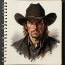 asset sheet, material study ( caricature ) cowboy by mark ryden dark foreboding