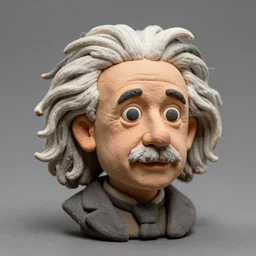 albert einstein!!! clay! close detailed sculpted head , style: claymation puppet kids clay , by guldies