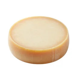 translucent wheel of parmesan, 8k product photo, isolated on a pure white background, centered, entire object in frame, sharp focus, soft studio lighting