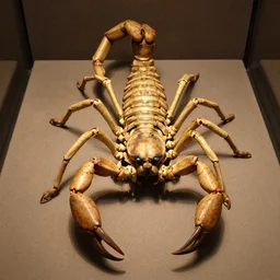 Skeleton Of A Giant Scorpion At A Museum, 4K, Photorealistic