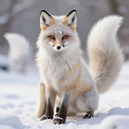 harmony of snow, jimin with snow fox ears & snow fox tail, warm fluffy outfit, amazing composition, dynamic lighting & posing, by franz xavier leyendecker, wlop! muted colors, highly detailed eyes, fantasy art by craig mullins, thomas kinkade cfg _ scale 9