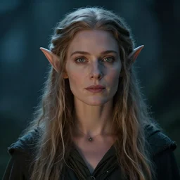 portrait of a gentle and wise female elf with long hairs in alan lee and marc simonetti and emil melmoth style  , cinematic lighting