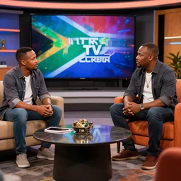 discussion on a south african tv show, ultra detailed, cinematic, dynamic light, photorealistic, studio