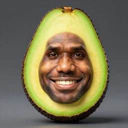 lebron james face on an avocado. 4 k, highly detailed