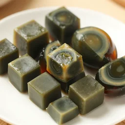 an assortment of century egg foodcubes