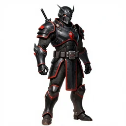 concept art of a black and red armored soldier inspired by jin roh anime