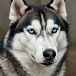 blue-eyed husky, digital painting, extremely detailed, 4k, intricate, brush strokes, Mark Arian, Artgerm, Bastien Lecouffe-Deharme