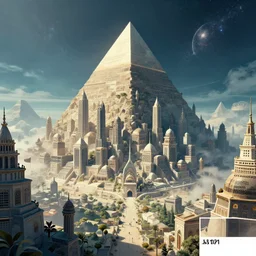 an oriental futuristic city created on pyramid terrain, fantastic space, storybook illustration, cool color palette, 2 d, 4 k, pantone, sunlight, by ismail inceoglu