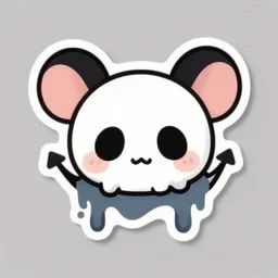 die cut sticker, cute demonic rat skull, kawaii, joyfull, clean cut, dripping paint