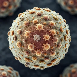 ultradetailed scientific 3D image of beautiful spherical pollen, scanning electron microscope image, colored, fractal patterns, 8K, octane renderer, award winning, perspective