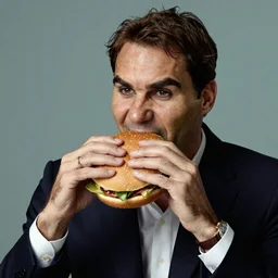 roger federer eating a hamburger by rene magritte