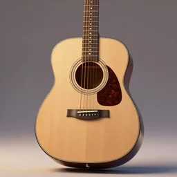 model of an acoustic light wood guitar, cute cartoon, unreal engine 5, 3 d render, cinematic lighting, detailed product photo