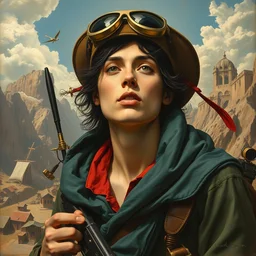 unique adventurer portrait, monumental painting by gerrit van honthorst and hajime sorayama and devis stuart, illusion surreal art, highly conceptual figurative art, intricate detailed oil illustration, controversial poster art, polish poster art 1 9 8 0