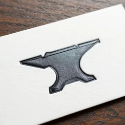 business card embellished with a simplistic anvil inscription