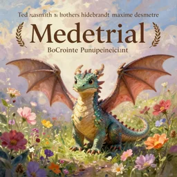 medieval fantasy, raytraced realism, soft oil painting, a cute friendly dragon character, surrounded by vibrant wildflowers, anatomically accurate quadruped, art by ted nasmith, and brothers hildebrandt, and maxime desmettre, as a book cover illustration, high - readability, intricately detailed, elegant, pastel, joyful