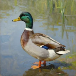a duck on the prowl oil painting elina brotherus