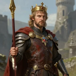 bradley james as king arthur pendragon, natural lighting, high quality, very detailed digital painting