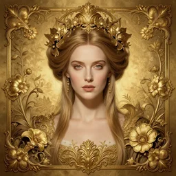 a beautiful detailed front view portrait of a woman with ornate growing around, ornamentation, flowers, elegant, beautifully soft lit, golden ratio, full frame, by wayne barlowe, peter mohrbacher, kelly mckernan,
