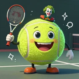 a tennis ball monster ,tennis ball, the joker, chalk, digital art, fantasy, magic, trending on artstation, ultra detailed, professional illustration by Basil Gogos