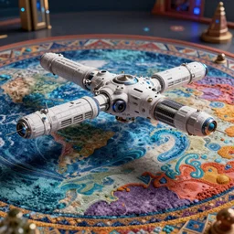 “Epic futuristic Persian space station on Earth orbit, colourful, textured like a carpet, concept art, vivid, depth of field, 4k HDR, stunning detailed picture, cinematography, Cinema 4D”