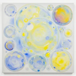 hundreds of bubbles painted by vincent lefevre and hernan bas and pat steir and hilma af klint, psychological, dripping paint, washy brush, background with hundreds of bubbles of memories by andreas gursky, rendered in octane, altermodern, masterpiece