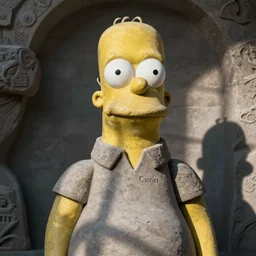 stone statue of homer simpson