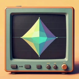 retro electronic monitor displaying 2 dimensional rendering of an amplituhedron. vintage colors. trending on artstation