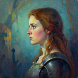 side portrait, imogen poots, paladin, gloomhaven, organic painting, hard edges, luminescent, by greg manchess, huang guangjian, gil elvgren, sachin teng, greg rutkowski, jesper ejsing, rhads, ilya kuvshinov, cushart krenz