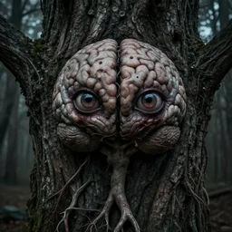 creepy eyes brains veins tree