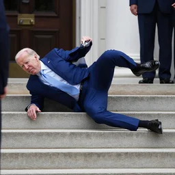 Joe Biden trips and falls down the steps