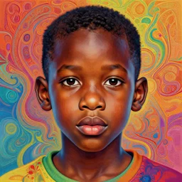 colourful upper half portrait of an african boy - art by tenmyouya hisashi, highly detailed, digital painting, illustration, smooth, sharp focus, intricate, symmetry, pinterest, behance, artstation