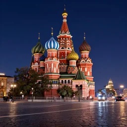 moscow street view panoramic octane render pixar dream works night