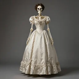 Skeleton in a dress in style of the Victorian era