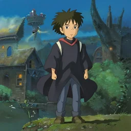 Harry Potter in Spirited away, anime by Hayao Miyazaki