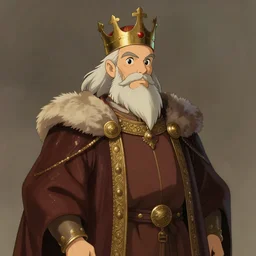 portrait of a medieval old king, artstation, cartoon, elegant, highly detailed, digital painting, concept art, smooth, sharp focus, illustration, art by studio ghibli, makoto shinkai, don bluth, jean giraud, atey ghailan, akihiko yoshida, tom whalen, fadeev, 8 k