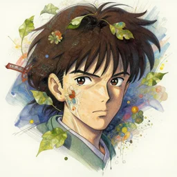 abstract portrait of cao cao, 6 0 s anime art, floating detailes, very detailed face, leaves by miyazaki, colorful palette illustration, kenneth blom, mental alchemy, james jean, pablo amaringo, naudline pierre, contemporary art, hyper detailed
