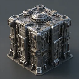 3d sculpt of a thick square industrial military scifi technological defence system inspired by the matrix, star wars, ilm, beeple, star citizen halo, mass effect, starship troopers, elysium, the expanse, high tech industrial, Artstation Unreal