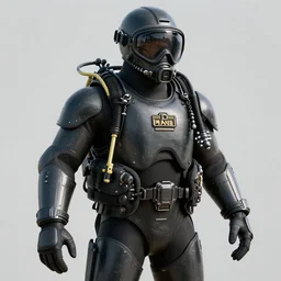 a soldier wearing an armored diving suit, 3 d render, octane, ray tracing, ultra high detail, photorealistic