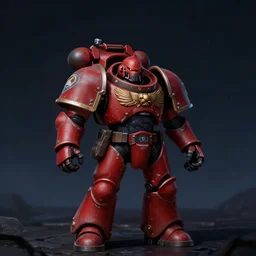 A singular blood angel space marine in the foreground. At night, underexposed, clean horizon, matte painting by craig mullins and dan mumford, cinematic, warhammer 40k, dark sci-fi,concept art trending on artstation, 4k, insane details