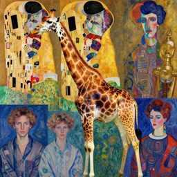 a elegant giraffe!!, psychedelic, patterned skin, trending on artstation, photorealism!!, vibrant colors, digital art, in the style of harumi hironaka, gustav klimt, egon schiele, coby whitmore, david bates, monet, lisa frank, picasso, octane render.